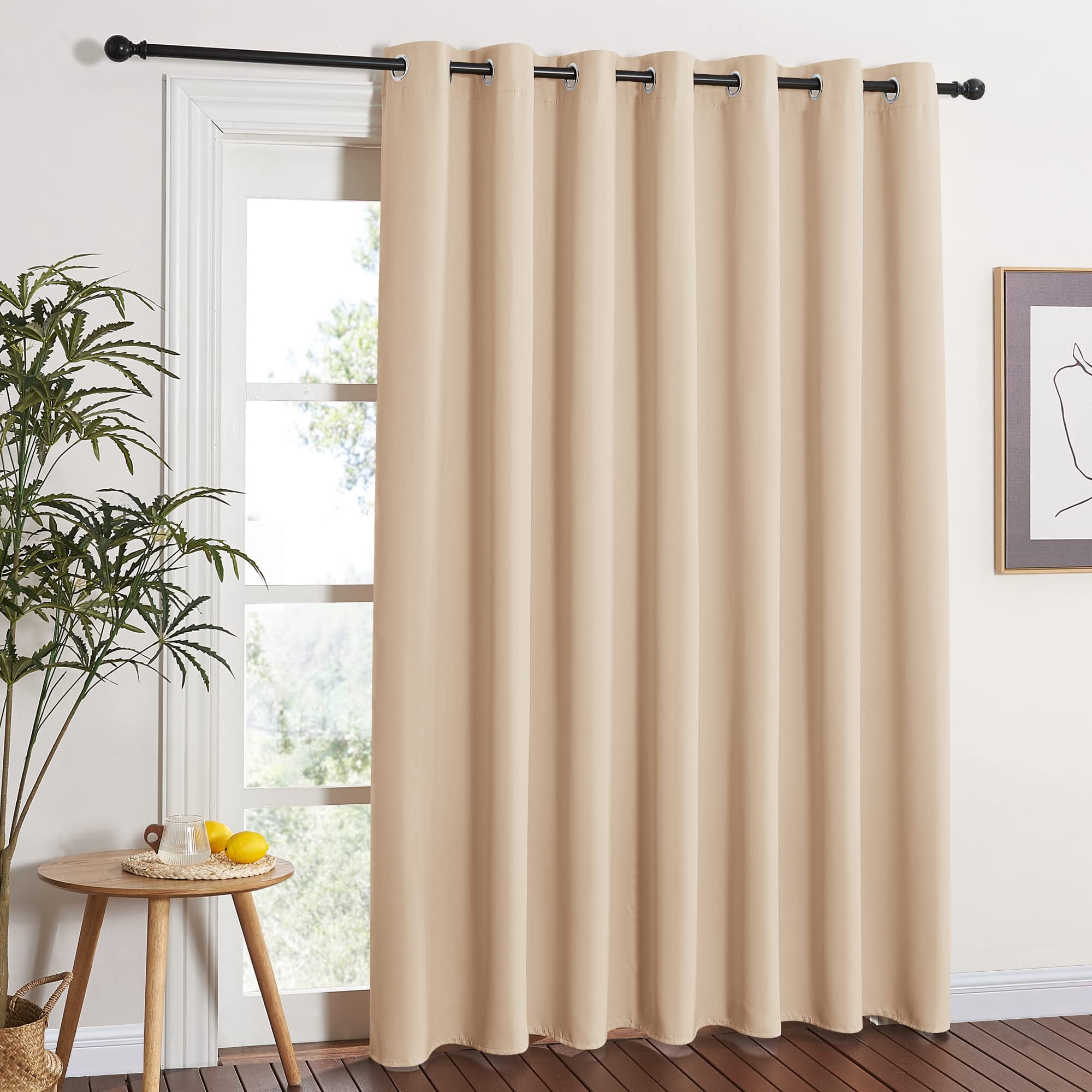 Cortina Nicetown Extra Ancha Para Puerta De Patio, Color Beige, 250 X 213 Cm