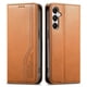 thumbnail image 1 of Funda tipo cartera para Samsung Galaxy S25 de piel con cierre magnético, ranuras para tarjetas y correa para la muñeca Marrón, 1 of 6