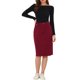 thumbnail image 2 of INSPIRE CHIC Falda de Mezclilla de Cintura Alta para Mujer Falda de Jean de Largo a la Rodilla con Dobladillo Deshilachado y Bolsillos Rojo Oscuro S, 2 of 6