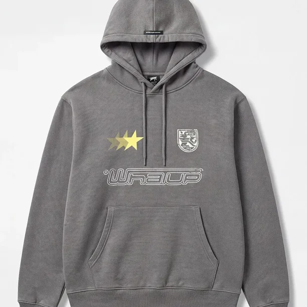 Poleron Hombre Hoddie Logo Orange Grey Whatup