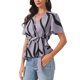 thumbnail image 4 of INSPIRE CHIC Blusa Elegante de Mujer con Volantes, Escote en V Cruzado, Cintura Elástica y Cinturón, XS Púrpura Polvoriento, 4 of 6
