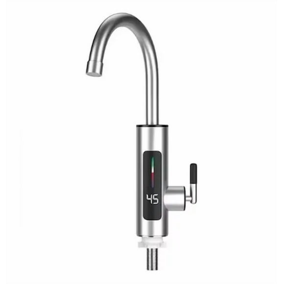 Llave Grifo Agua Caliente Eléctrico Para Lavaplatos Color Pl Acabado Brillante Color Plateado