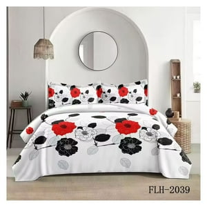 Genérico - Cubrecama Quilt Verano 2 Plazas - Blanco Rosas Bicolor Kfl2039