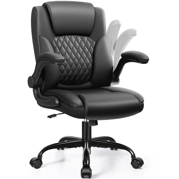 Silla de oficina Brick Attic Leather PU con soporte ergonómico negro