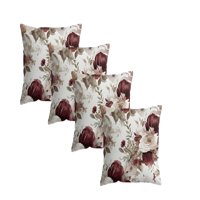 Genérico - Set De 4 Fundas De Cojin Floreadas 45X45 Blanco 01