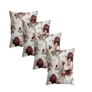 Genérico - Pack De 4 Fundas De Cojin Floreadas 45X45 Blanco 01