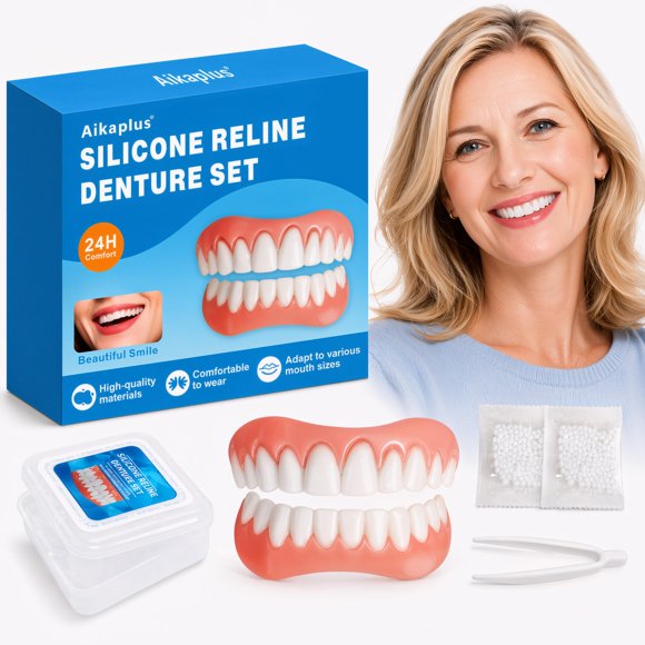 Dentaduras temporales Aikaplus moldeables, juego superior e inferior