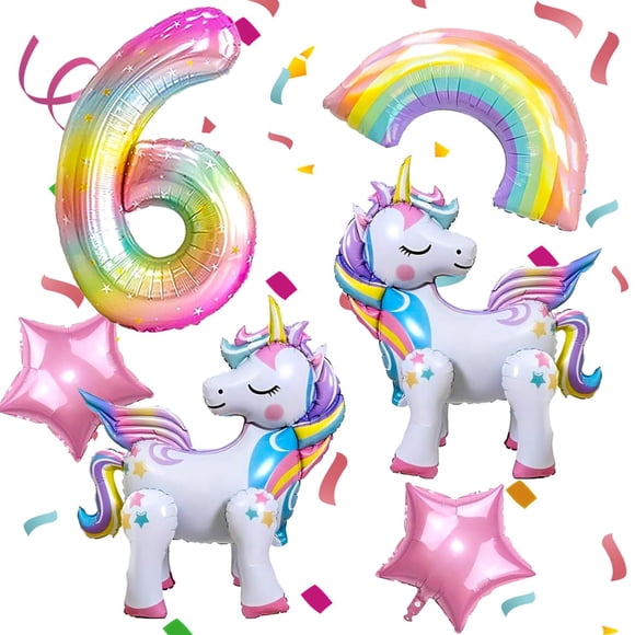 Set de globos de fiesta DANIUBE unicornio arcoíris número 6