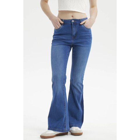 Fashionspark - Jeans Mujer Flare Bota Bicolor Azul