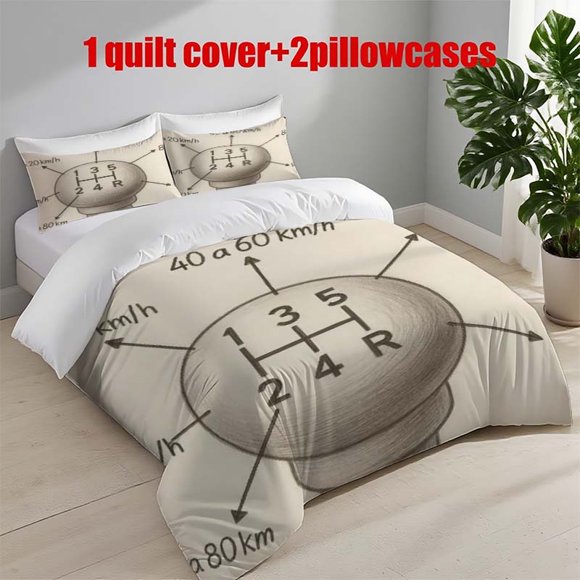 3pcs Gear Lever Control Themed Bedding Set | 1 Duvet Cover + 2 Pillowcases Polyester