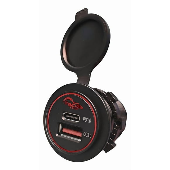 Cargador Doble Usb 18w Type C 30w Carga Rapida Luz Roja 12-24v