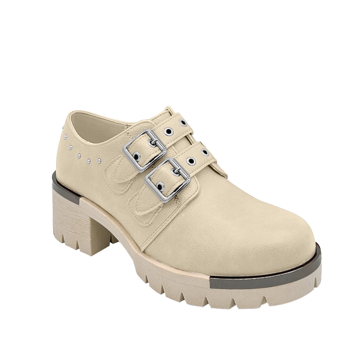 Danicolle Calzado - Botin Para Mujer Color Beige, Doble Correa, Bajo El Tobillo