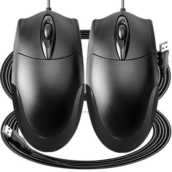 Paquete de 2 ratones USB TvvTvvT 1200 DPI con cable de 5 pies