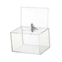 Ioensy - Caja De Donación De Acrílico Transparente Con Cerradura Para Eventos Comunitarios De Mesa De Escritorio