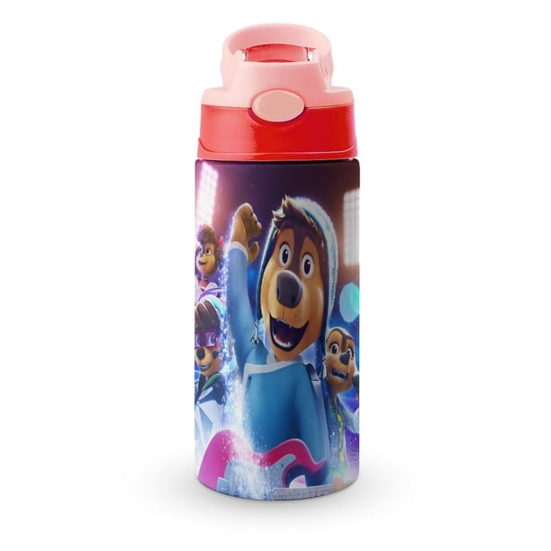 Rock DogBotella de Agua con Tapa Pop Top de Un Toque, Acero Inoxidable, a Prueba de Fugas, para Deportes, Botella Infantil rosa 12 oz