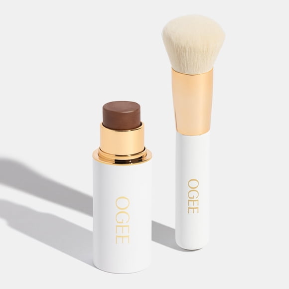 Duo de barra bronceadora y brocha difuminadora Ogee Sculpted Face Stick & Blender Brush Organic