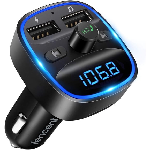 Transmisor FM Bluetooth LENCENT T25 Cargador Auto USB Doble
