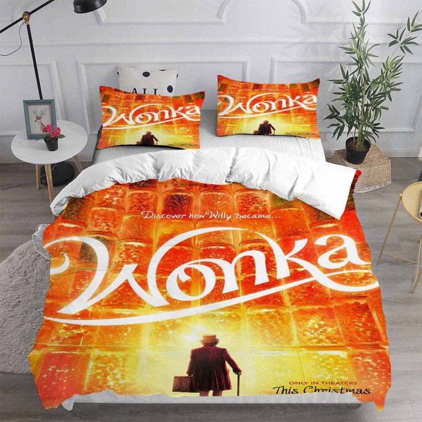 Wonka Bedding Set Duvet Cover Quilt Cover Set Gift3-Piece Bedding Set (1 Duvet Cover + 2 Pillow Shams)