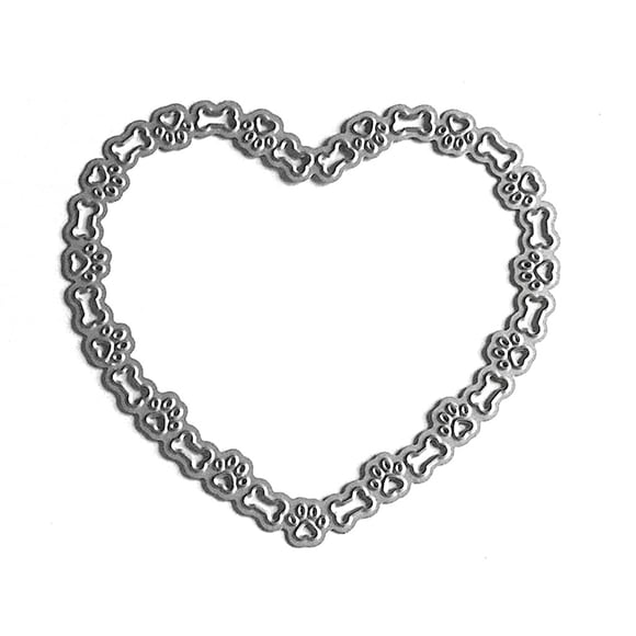 Troqueles Metálicos Corazón Con Huella De Perro Y Hueso Para Scrapbooking