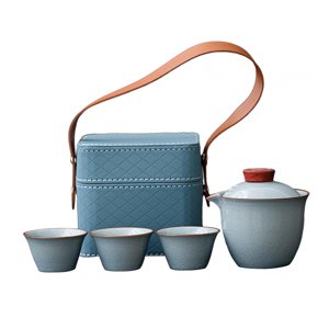 Magideal - Juego De Té De Viaje Con Bolsa De Transporte, Tetera De Cerámica Con Paño De Té, Juego De Té De Kung Fu, Tazas De Té Para Regalos, Picnics, Negocios Conjunto B