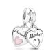 thumbnail image 2 of Charm PANDORA Doble Corazón Partida en Plata de Ley con Esmalte, 2 of 6