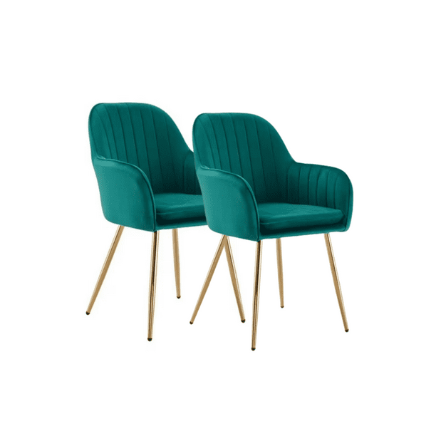 Pack 2 Poltronas Sitial Murano Con Patas Doradas - Verde