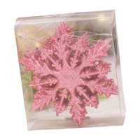 Bothyi - Adornos Navideños De Copos De Nieve Brillantes, Resistentes, Para Decoración De Guirnaldas, 6 Unidades, Color Rosa