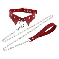 Ioensy - Gargantilla Punk Ajustable Con Anilla En O De Cuero Sintético Vingate, Color Rojo