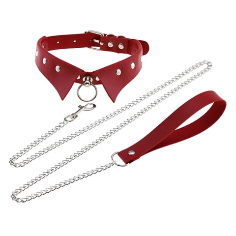 Ioensy - Gargantilla Punk Ajustable Con Anilla En O De Cuero Sintético Vingate, Color Rojo