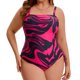 thumbnail image 5 of Agnes Orinda Traje de Baño de Una Pieza para Mujer Talla Grande Escuela Colegio Estampado Cuello en V con Cordones Laterales Control de Abdomen Fruncido Corte Alto Traje de Natación para Playa 2X Rosa, 5 of 8