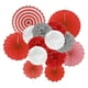 thumbnail image 1 of Juego de Abanicos de Papel Uxcell Decoración Flores Rojo 14 Piezas, 1 of 3