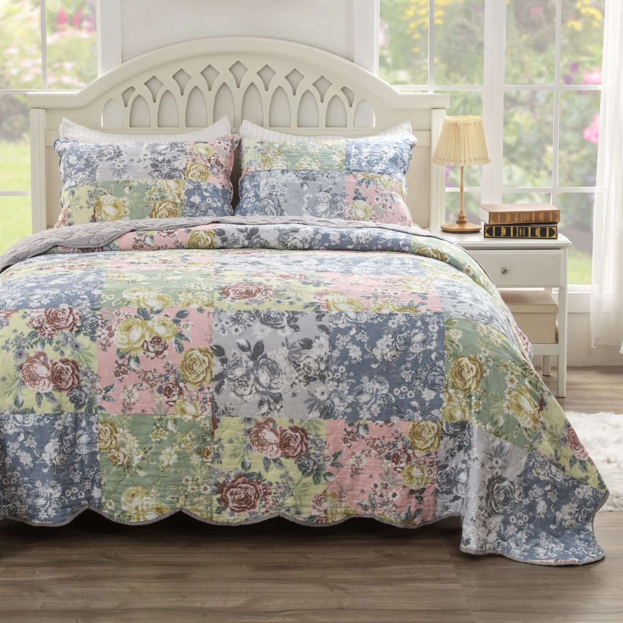 Greenland Home Fashions - Juego De Colcha Greenland Home Emma De Estilo Vintage Full/queen Grey