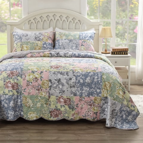 Greenland Home Fashions - Set De Edredón Greenland Home Emma Vintage Style Twin/Xl Grey