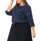 thumbnail image 4 of Agnes Orinda Blusa de Chifón con Volantes y Lazo en el Cuello Redondo para Mujer Talla Grande para Escuela, Universidad o Trabajo 2X Azul Blanco, 4 of 7