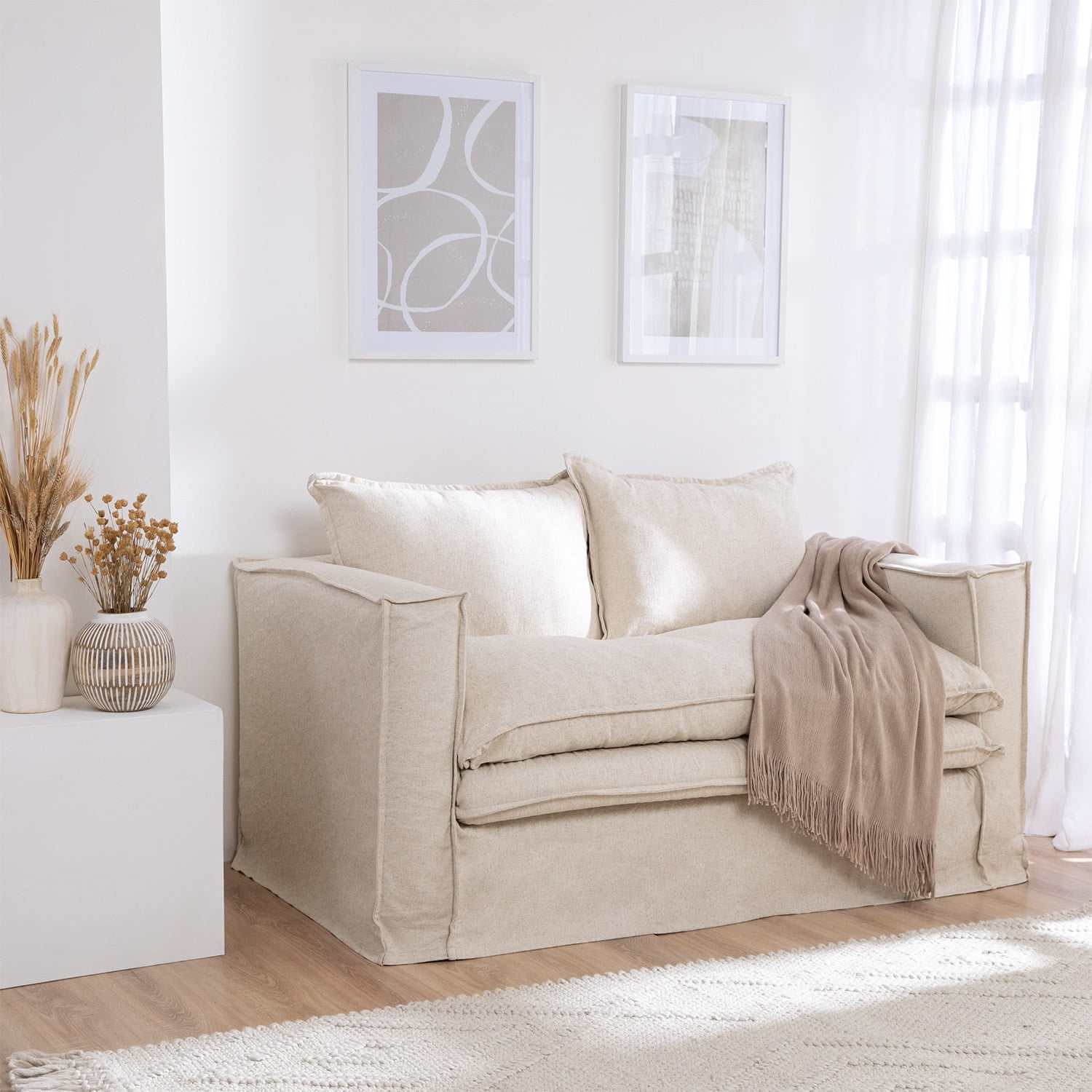 Intermuebles - Sofa Pagani 160 Lino Americano Crudo