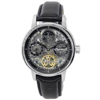 Ingersoll - Reloj The Jazz Fase Lunar Correa De Cuero Esqueleto Esfera Plateada Automático I07701 Para Hombre