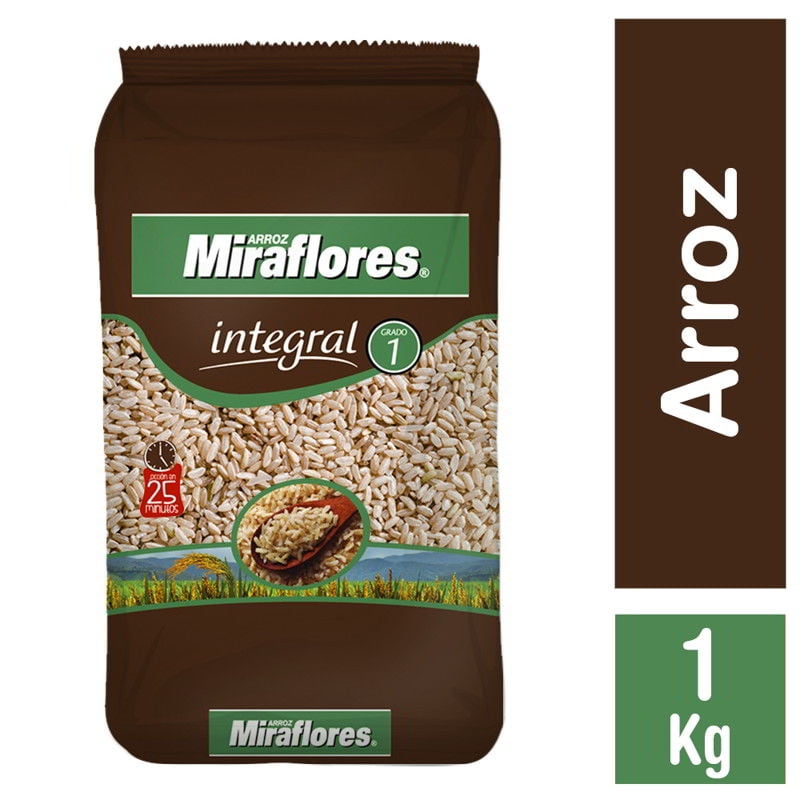 Arroz Integral Grado 1 Grano Largo Bolsa 1 Kg Miraflores