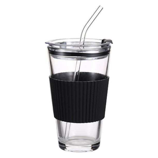 Vasos para beber Vasos de vidrio con tapa Vasos de agua con pajitas
