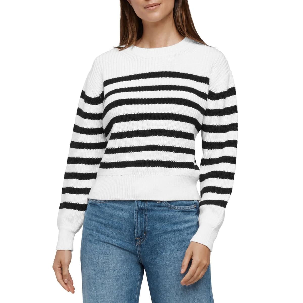 Suéter Gap Cashsoft Cuello Redondo Rayas Azul Y Blanco Talla M