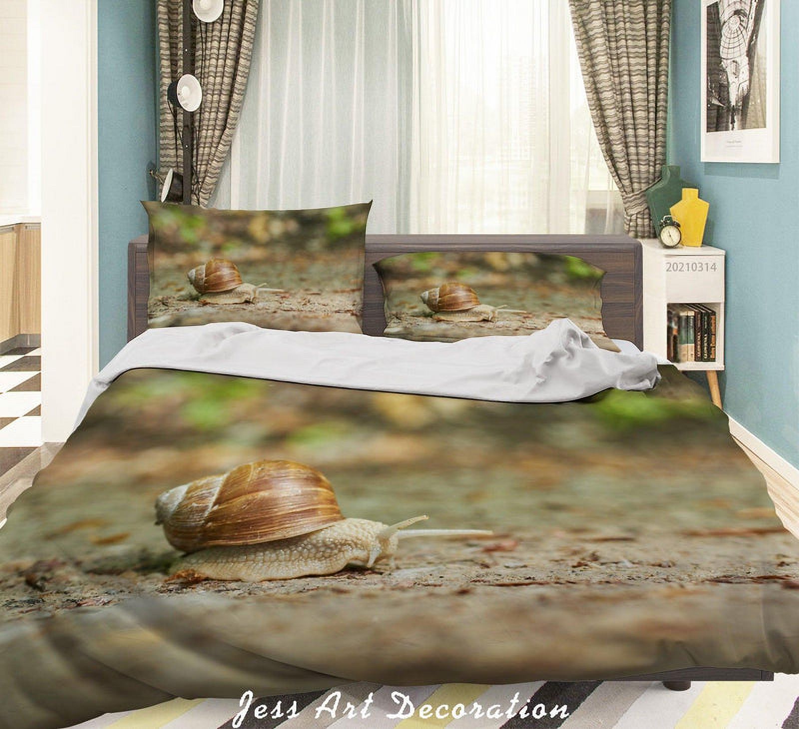 Milsleep - 3D Animal Snail Pattern Quilt Cover Set Ropa De Cama Set Funda Nórdica Fundas De Almohada 205