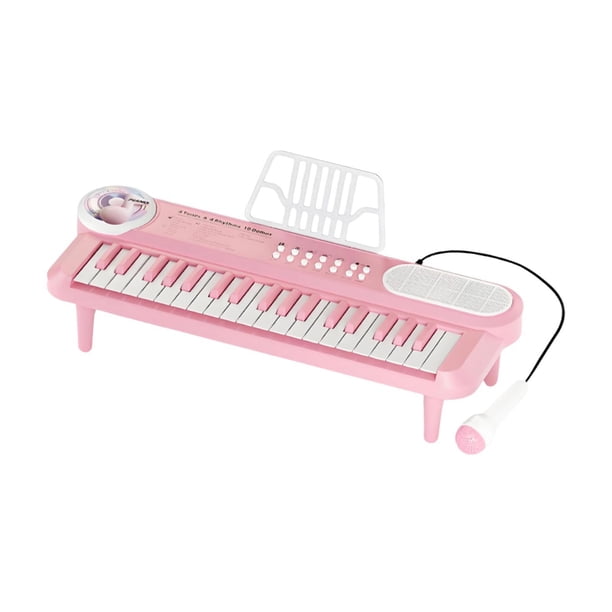 Claudio Reig Órgano Electrónico Rosa Con 25 Teclas, Micrófono, Luces Y 5 Sonidos De Instrumento, Incluye Banqueta Y Patas Desmontables – Juguete Musical Para Niños