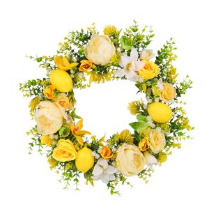 Bothyi - Corona De Flores Para Puerta Delantera De 45 Cm, Realista Para Exterior, Interior, Ligera