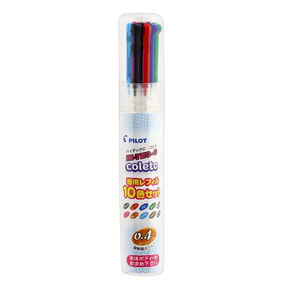 Recarga de bolígrafo Pilot Hi-Tech C Coleto, 0,4 mm, tinta de gel, juego de 10 colores