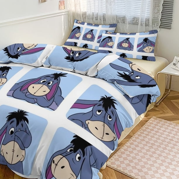 Eeyore Print Bedding Set Pattern Duvet Cove Set 3 Pieces 1 Quilt Cover And 2 Pillowcases for Women Men Teens