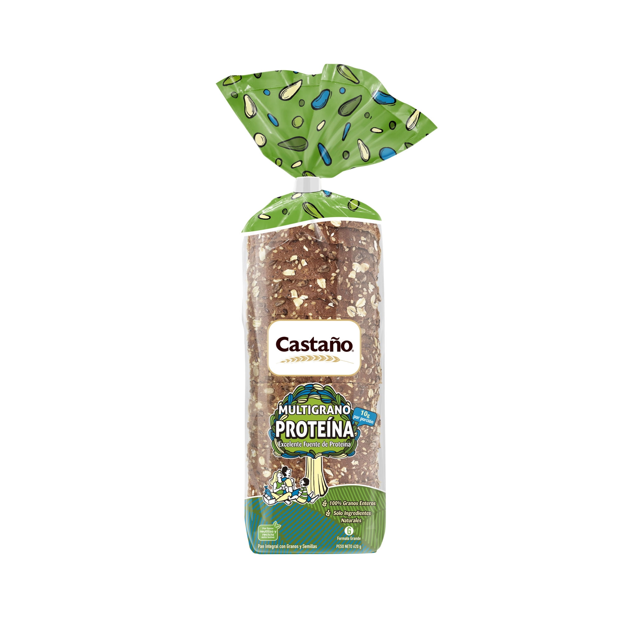 Pan De Molde Multigrano Fortificado Con Vitaminas Y Zinc 600 g Castaño