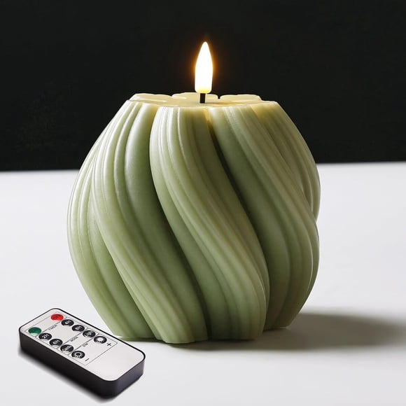 Vela LED Girimax Verde Salvia Espiral con Control Remoto