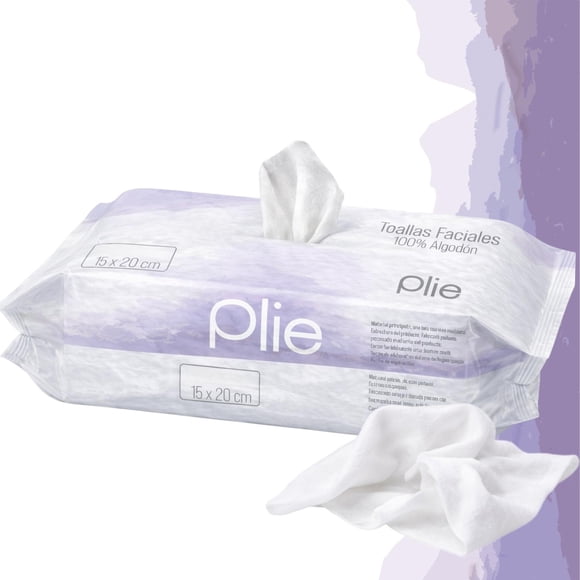 Toalla Facial Desechable De Algodón 15x20 Cm 50 Pcs Plie blanco