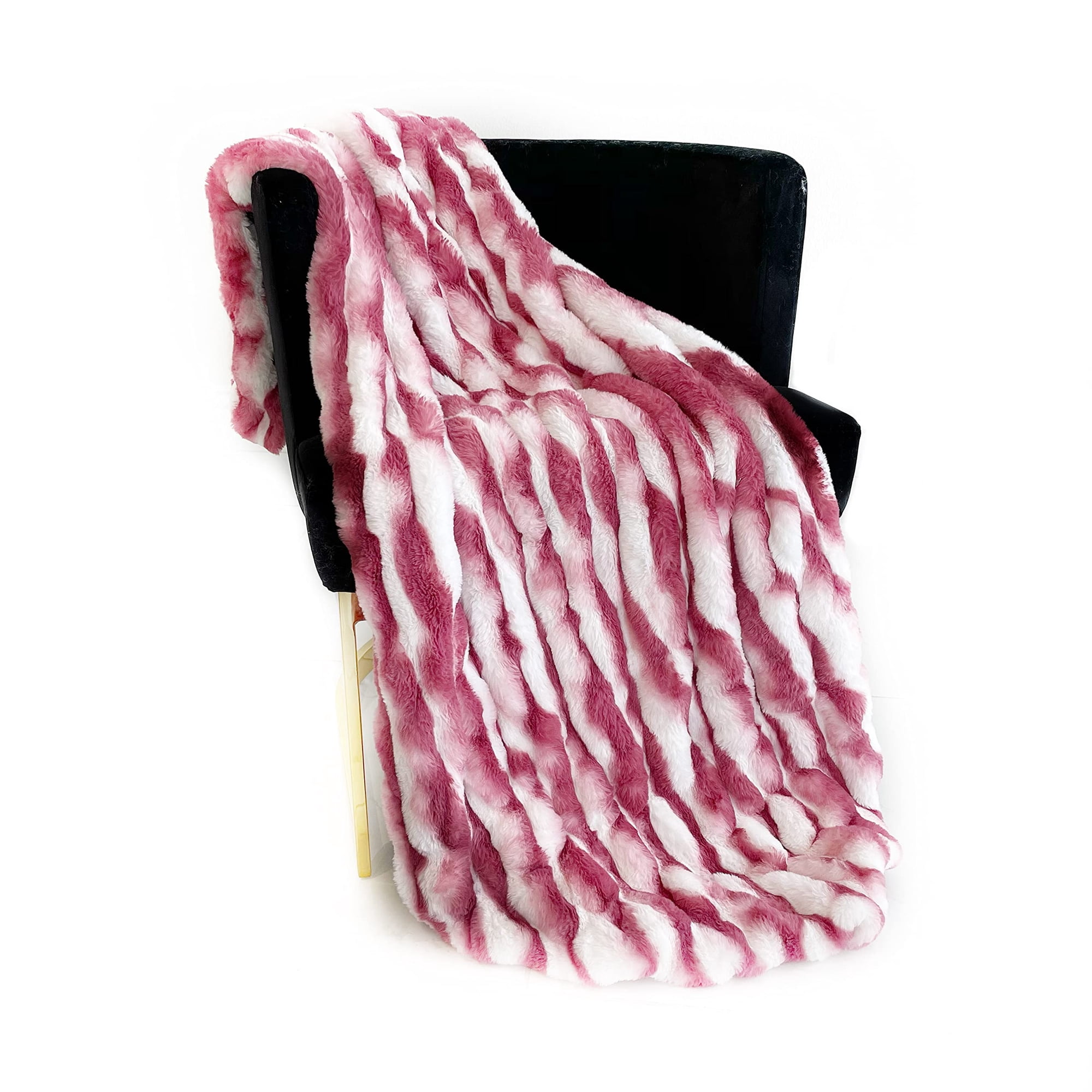 Plutus Brands - Manta Plutus White Berry Snow Chinchilla De Piel Sintética