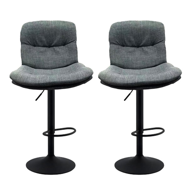 Pack 2 Silla de Bar Ajustable base negra y tela Estilo Nórdico gris oscuro