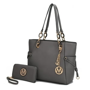 Cartera Mkf Collection + Billetera Cuero Vegano, Carbón